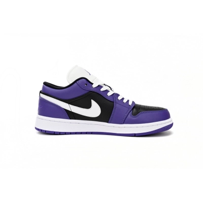 Air Jordan 1 Low Sneakers Black Purple Splice 02