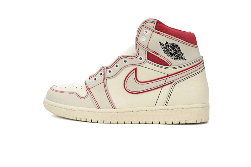 Air Jordan 1 High OG Phantom Red Stitch Leather Sneaker DB4612-100