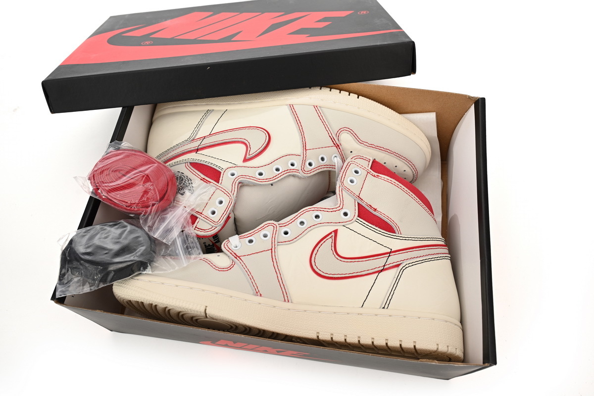 Air Jordan 1 High OG Phantom Red Stitch Leather Sneaker DB4612-100