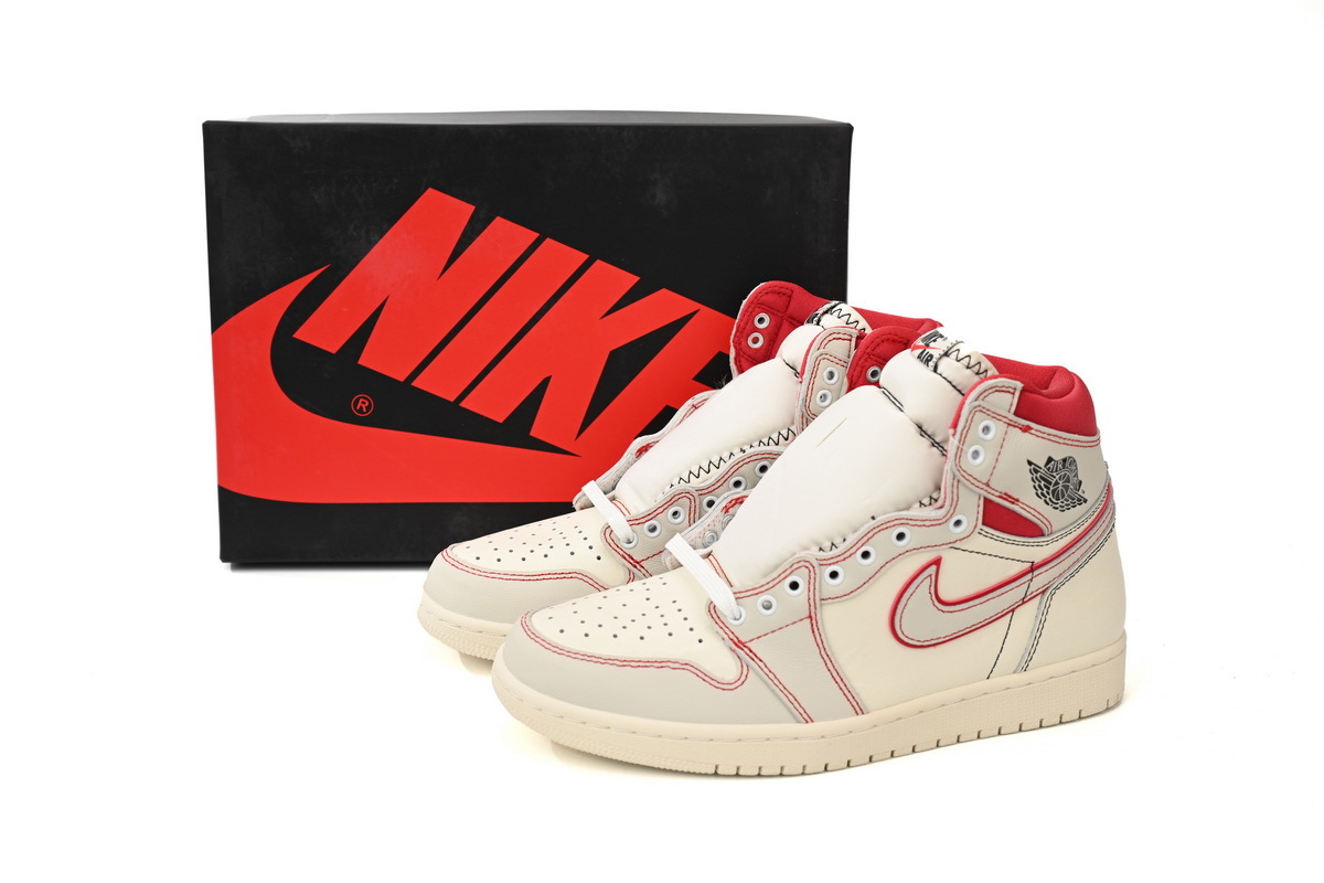 Air Jordan 1 High OG Phantom Red Stitch Leather Sneaker DB4612-100