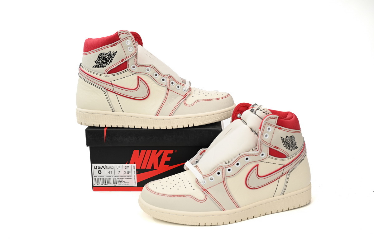 Air Jordan 1 High OG Phantom Red Stitch Leather Sneaker DB4612-100