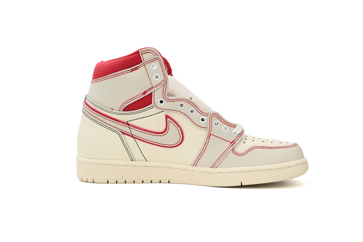 Air Jordan 1 High OG Phantom Red Stitch Leather Sneaker DB4612-100