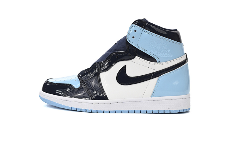 Air Jordan 1 High OG University Blue Black Patent Leather Sneaker CD0461-401