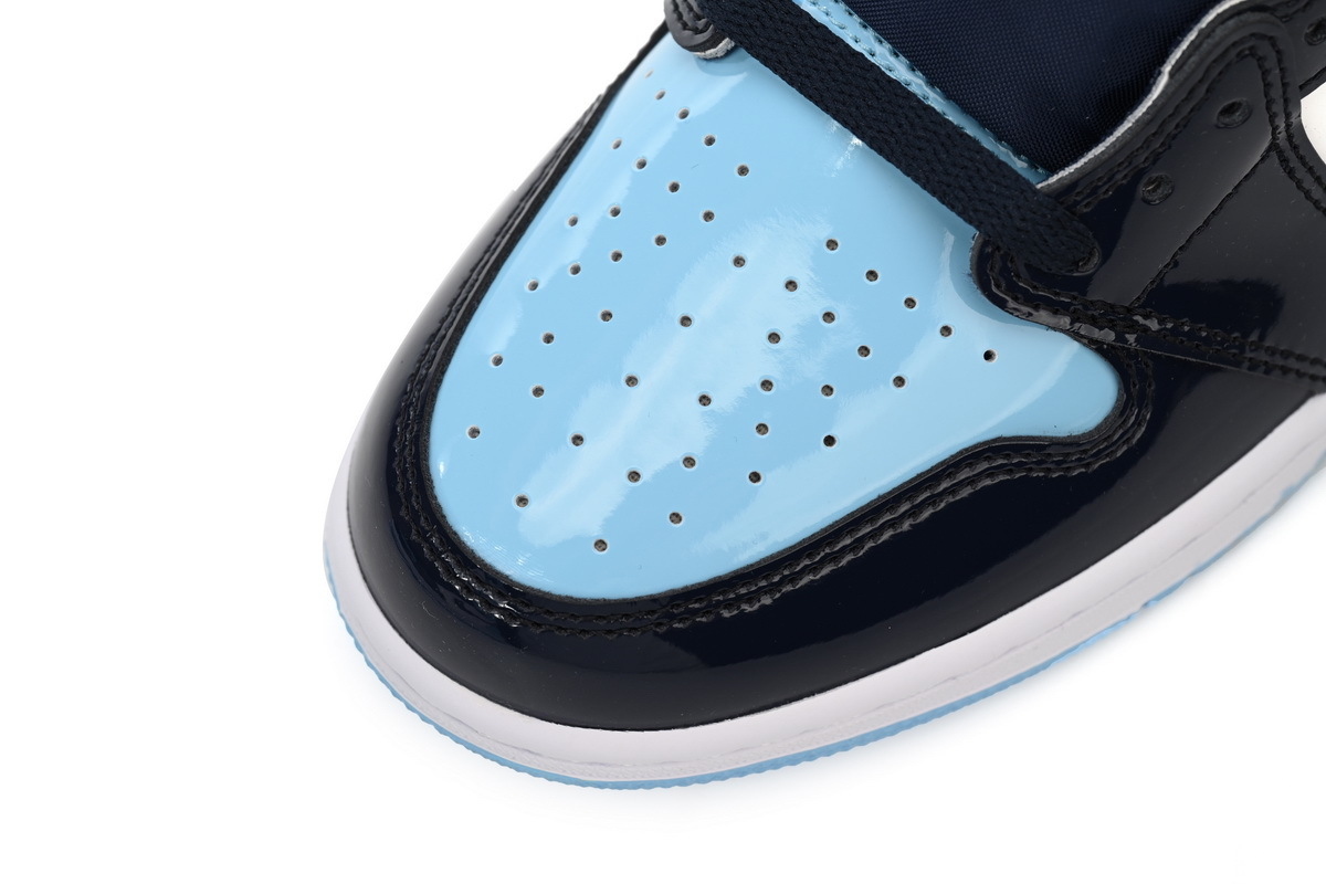 Air Jordan 1 High OG University Blue Black Patent Leather Sneaker CD0461-401