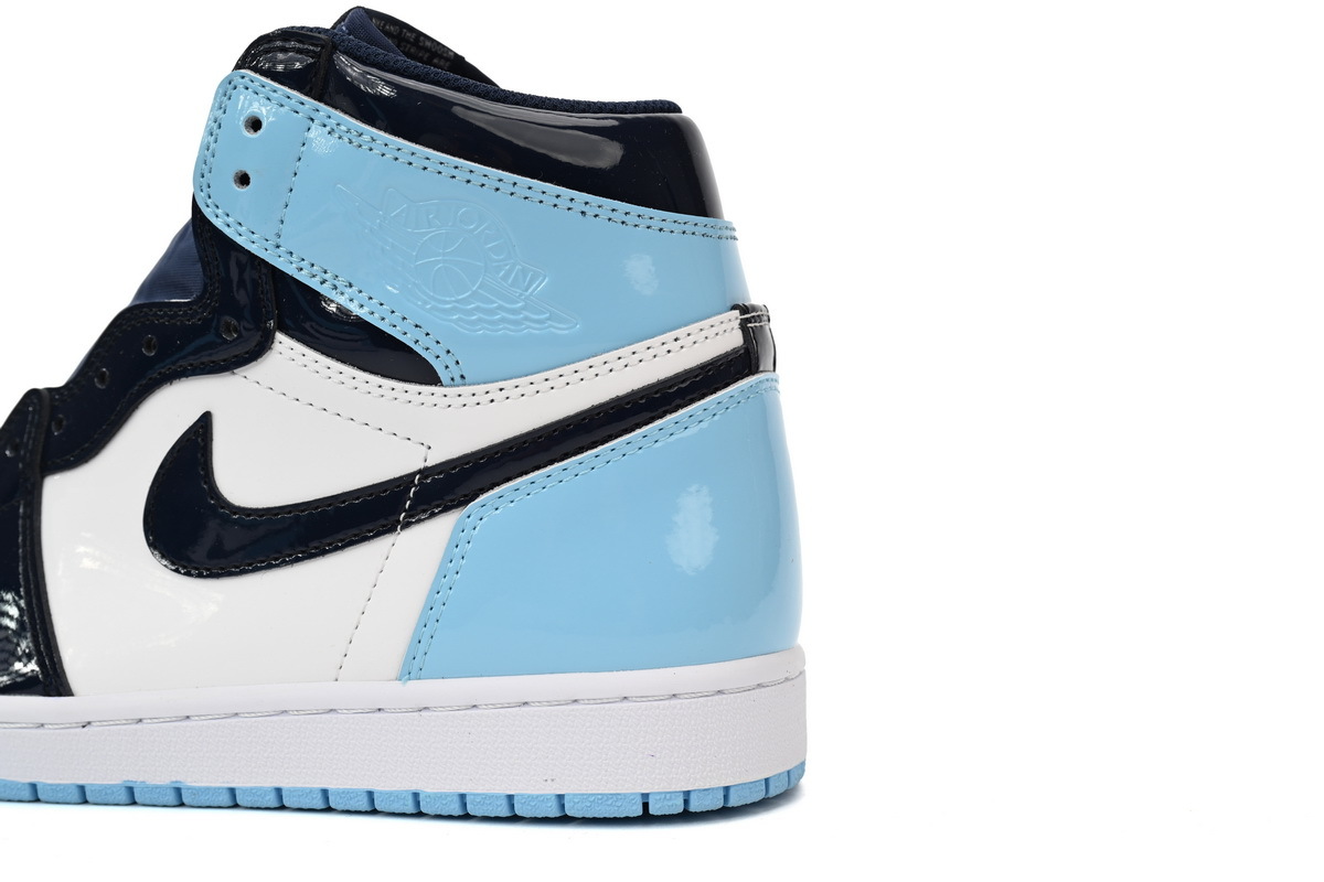 Air Jordan 1 High OG University Blue Black Patent Leather Sneaker CD0461-401