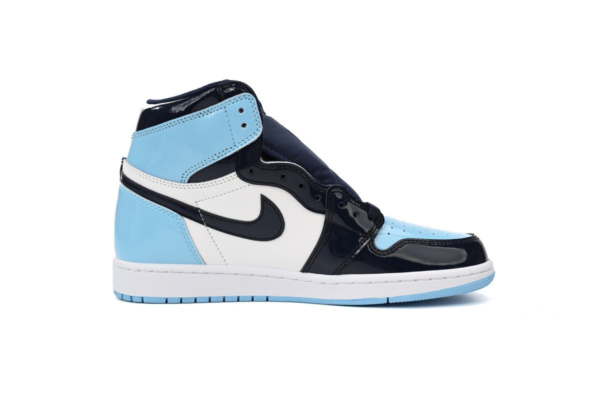 Air Jordan 1 High OG University Blue Black Patent Leather Sneaker CD0461-401