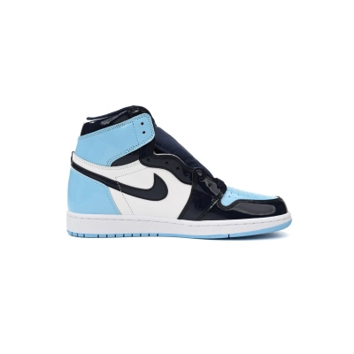 Air Jordan 1 High OG University Blue Black Patent Leather Sneaker CD0461-401 02