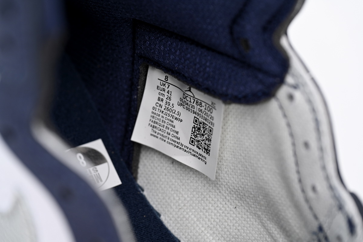 Air Jordan 1 High OG Midnight Navy White Leather Sneaker DC1788-100 Air