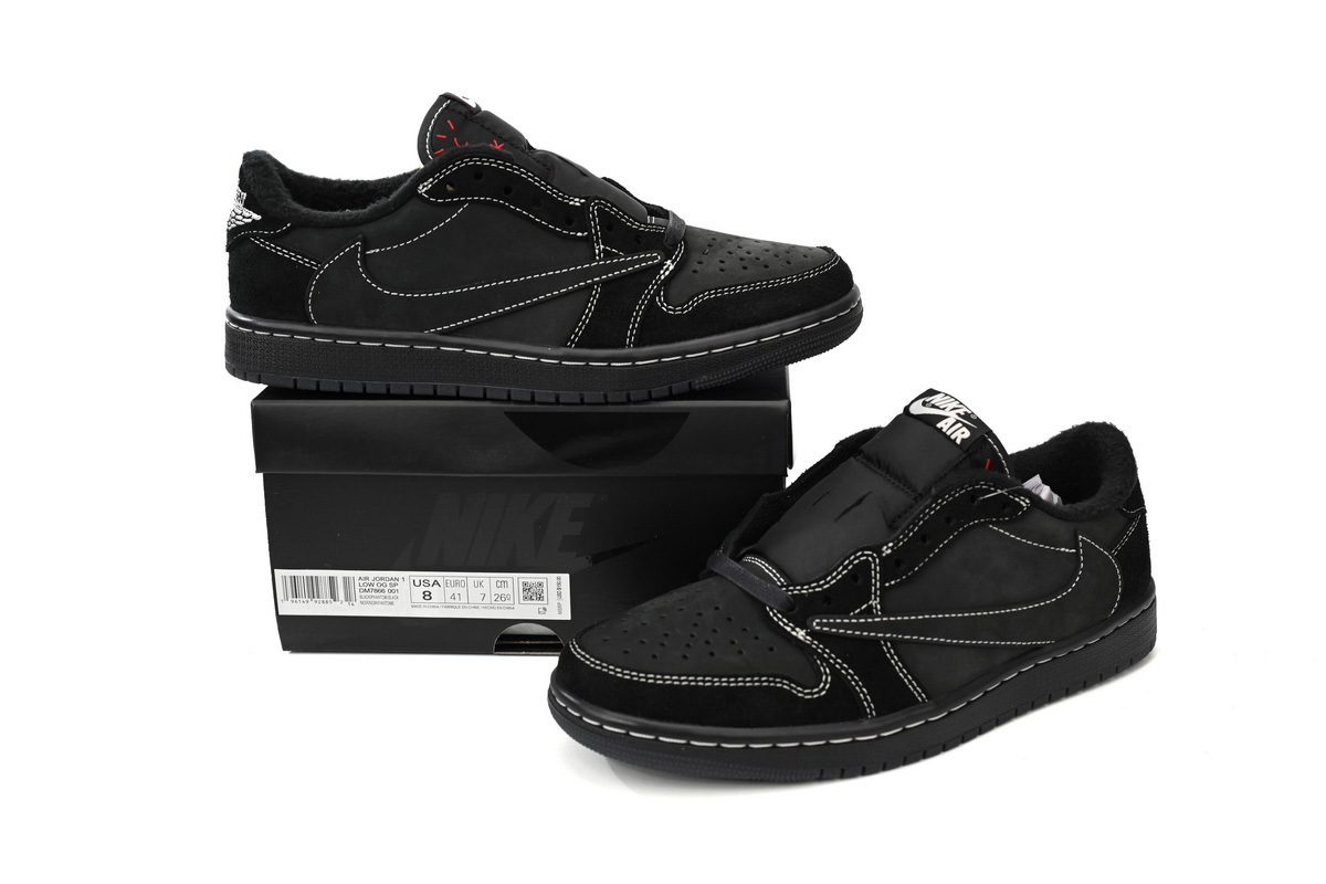 Air Jordan 1 Low OG Black Phantom Reverse Swoosh Suede Sneaker DM7866-001