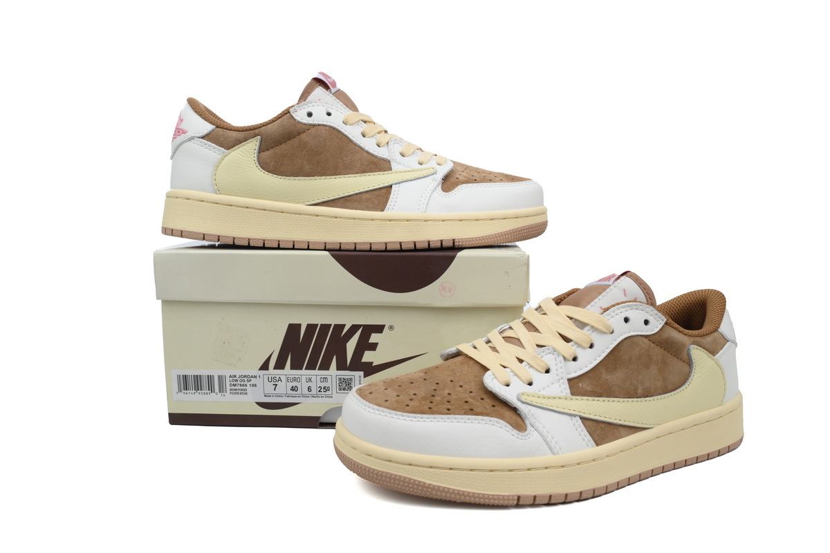 Travis Scott x Air Jordan 1 Low OG Sail Shy Pink DM7866 106 