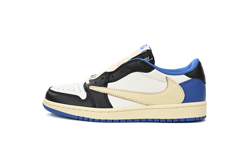 Air Jordan 1 Low OG Blue Black Reverse Swoosh Leather Sneaker DM7866-140 