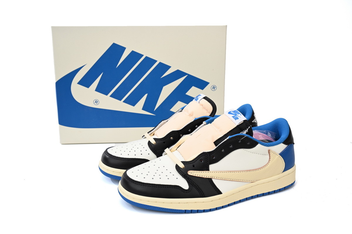 Air Jordan 1 Low OG Blue Black Reverse Swoosh Leather Sneaker DM7866-140 