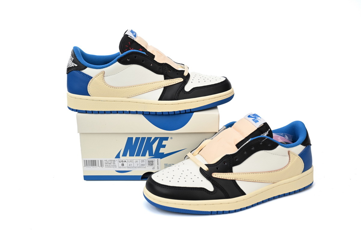 Air Jordan 1 Low OG Blue Black Reverse Swoosh Leather Sneaker DM7866-140 