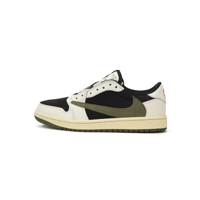 Air Jordan 1 Low OG Olive Black Reverse Swoosh Leather Sneaker DZ4137-106 01