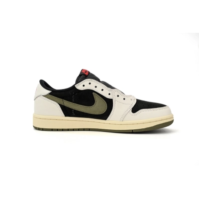 Air Jordan 1 Low OG Olive Black Reverse Swoosh Leather Sneaker DZ4137-106 02