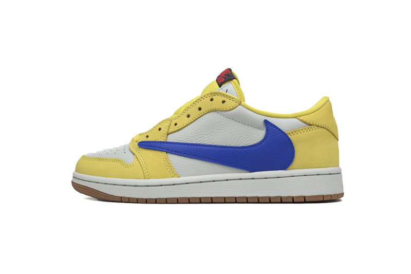 Jordan 1 Low Travis Scott Canary Yellow Blue Sneakers DZ4137-700