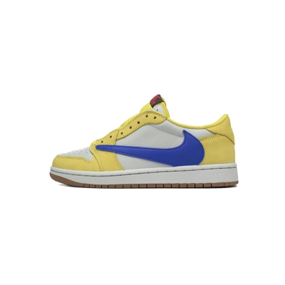 Jordan 1 Low Travis Scott Canary Yellow Blue Sneakers DZ4137-700 01