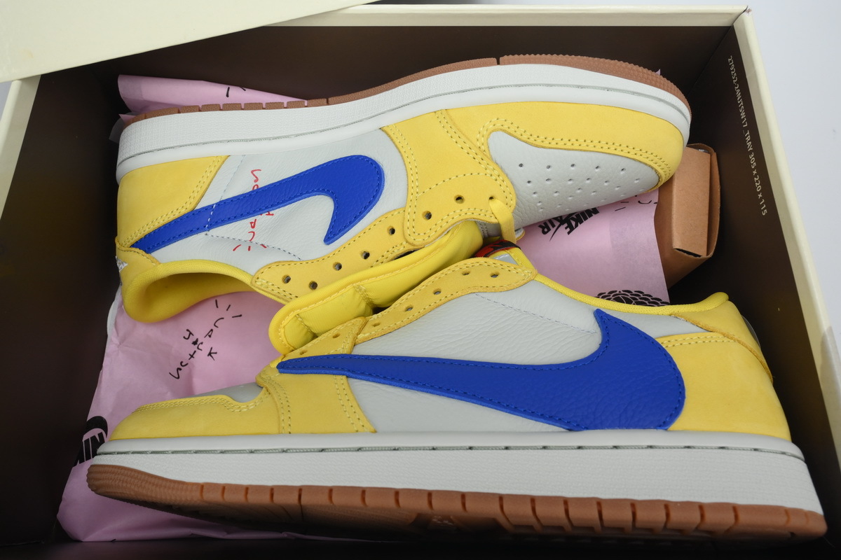 Jordan 1 Low Travis Scott Canary Yellow Blue Sneakers DZ4137-700