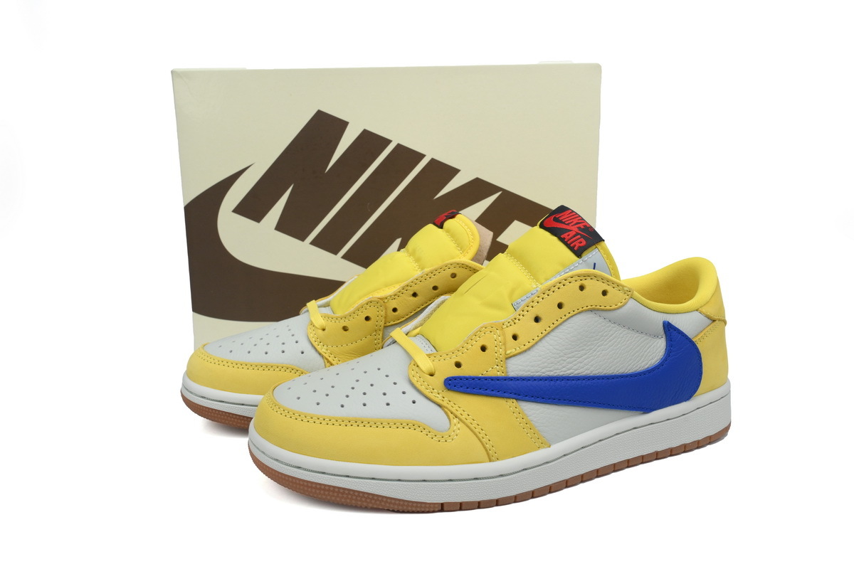 Jordan 1 Low Travis Scott Canary Yellow Blue Sneakers DZ4137-700