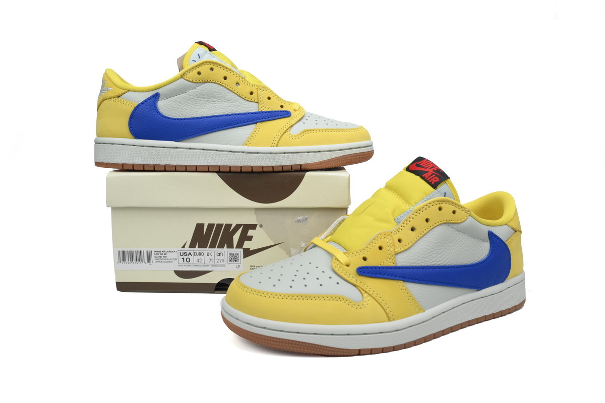 Jordan 1 Low Travis Scott Canary Yellow Blue Sneakers DZ4137-700