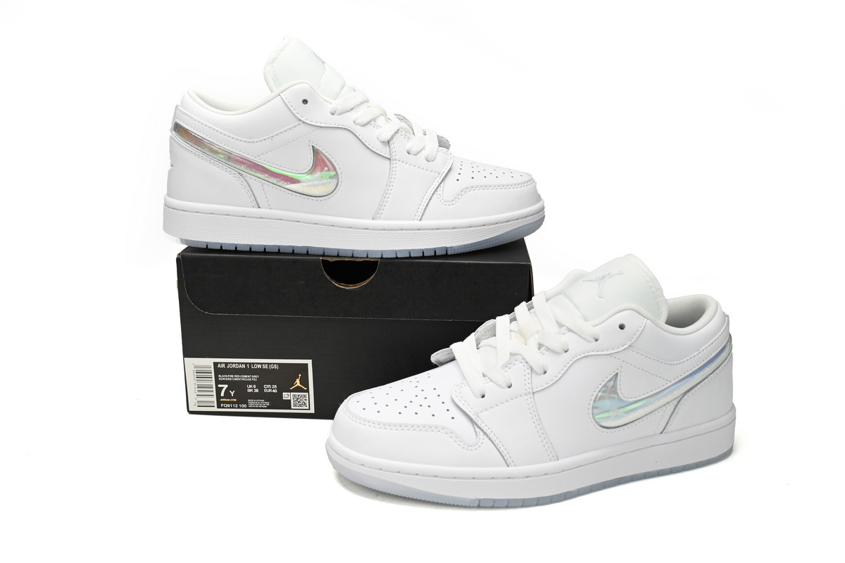  Air Jordan 1 Low GS Glitter Swoosh FQ9112-100