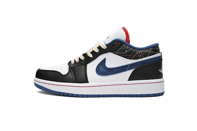 Air Jordan 1 Low Black White Blue Red FV3622-141