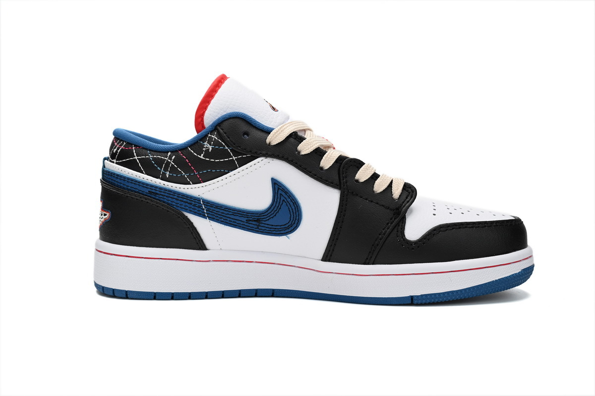 Air Jordan 1 Low Black White Blue Red FV3622-141