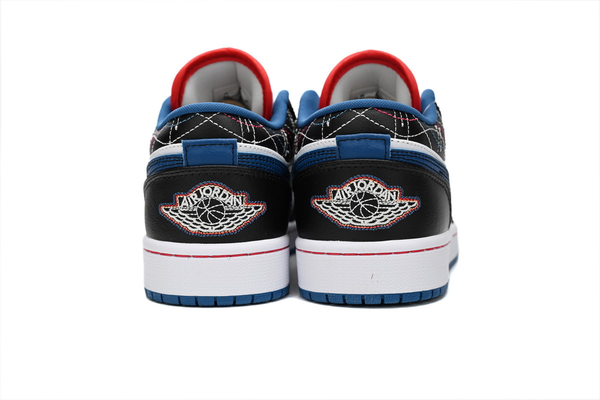 Air Jordan 1 Low Black White Blue Red FV3622-141