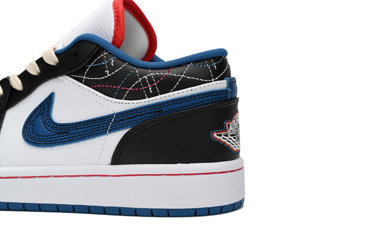Air Jordan 1 Low Black White Blue Red FV3622-141