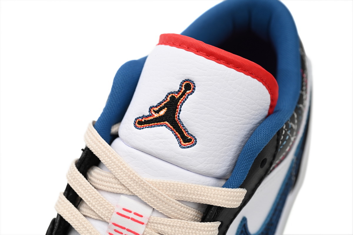 Air Jordan 1 Low Black White Blue Red FV3622-141