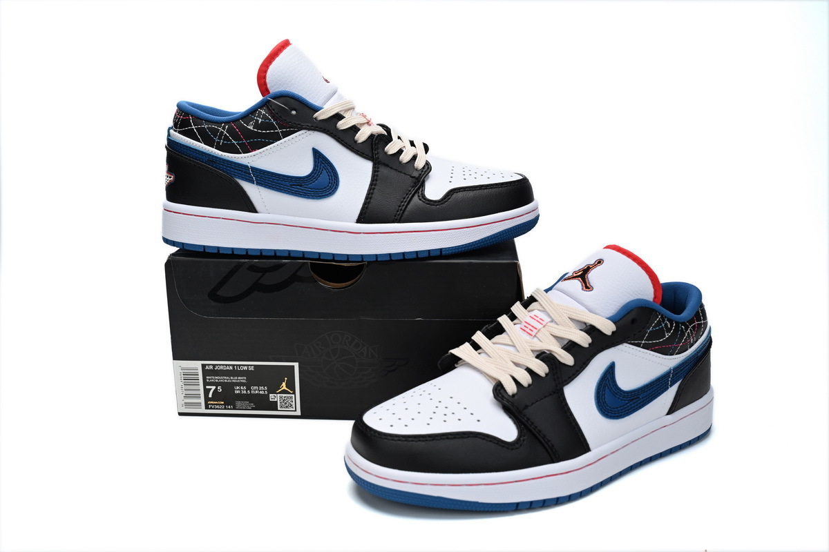 Air Jordan 1 Low Black White Blue Red FV3622-141