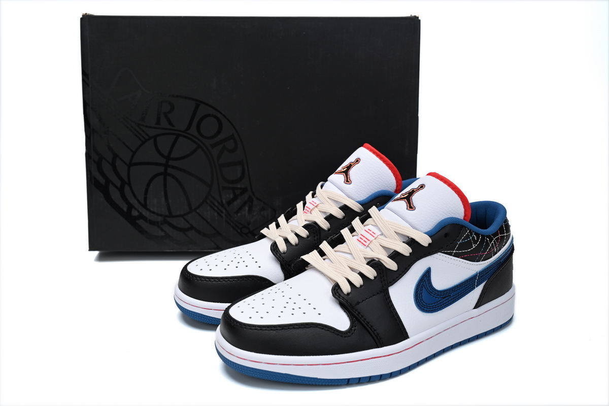 Air Jordan 1 Low Black White Blue Red FV3622-141