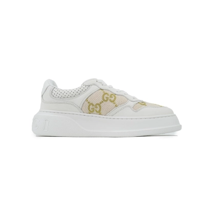 Gucci Chunky GG Gold Embroidered White Sneaker 675840 UPC20 2866 02