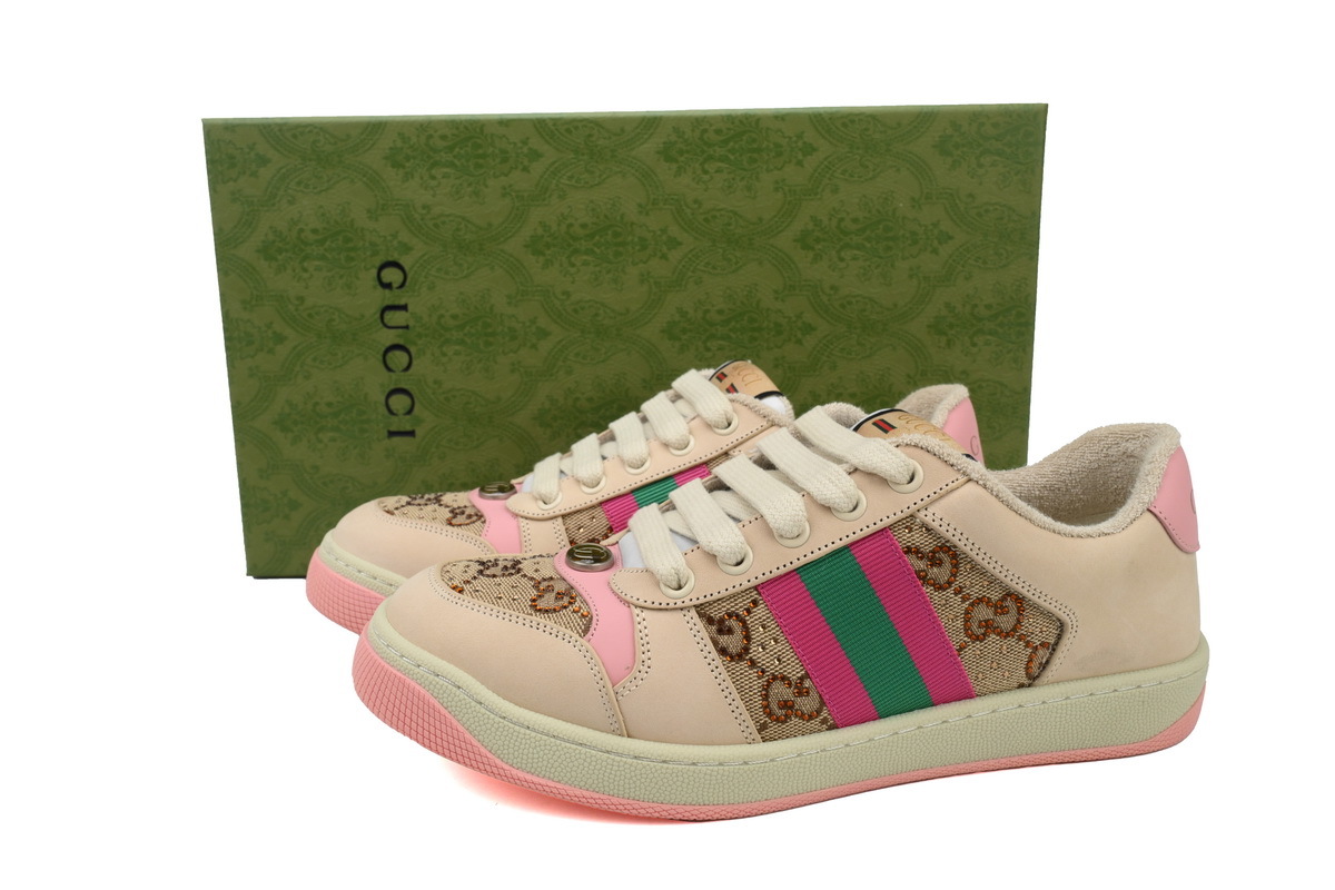 Gucci Screener GG Canvas Pink Green Web 705051 UULGO 9683