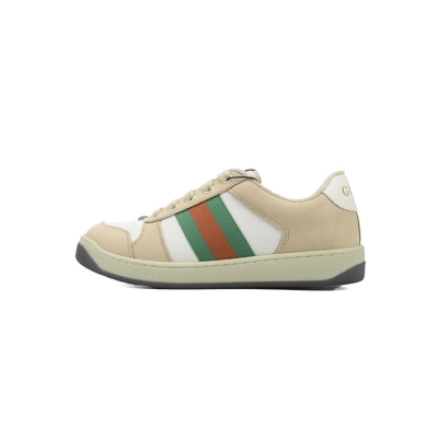 Gucci Screener Sneaker Beige Leather Green Orange Web 577684 2C830 9150 01