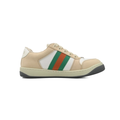 Gucci Screener Sneaker Beige Leather Green Orange Web 577684 2C830 9150 02
