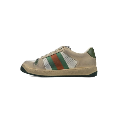 Gucci Screener Sneaker Beige Leather Green Orange Web 546163 0Y120 9582 01