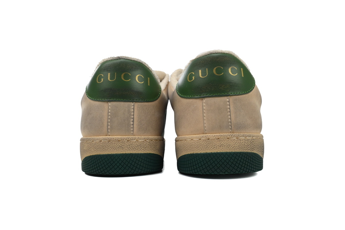 Gucci Screener Sneaker Beige Leather Green Orange Web 546163 0Y120 9582