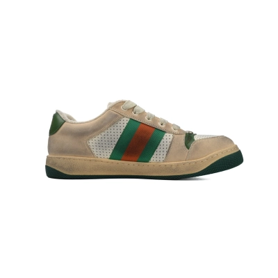 Gucci Screener Sneaker Beige Leather Green Orange Web 546163 0Y120 9582 02