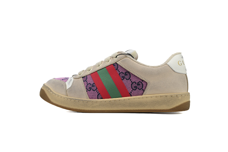 Gucci Screener Sneaker Beige GG Supreme Pink Detail 570443 9Y920 9665