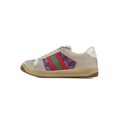 Gucci Screener Sneaker Beige GG Supreme Pink Detail 570443 9Y920 9665 01