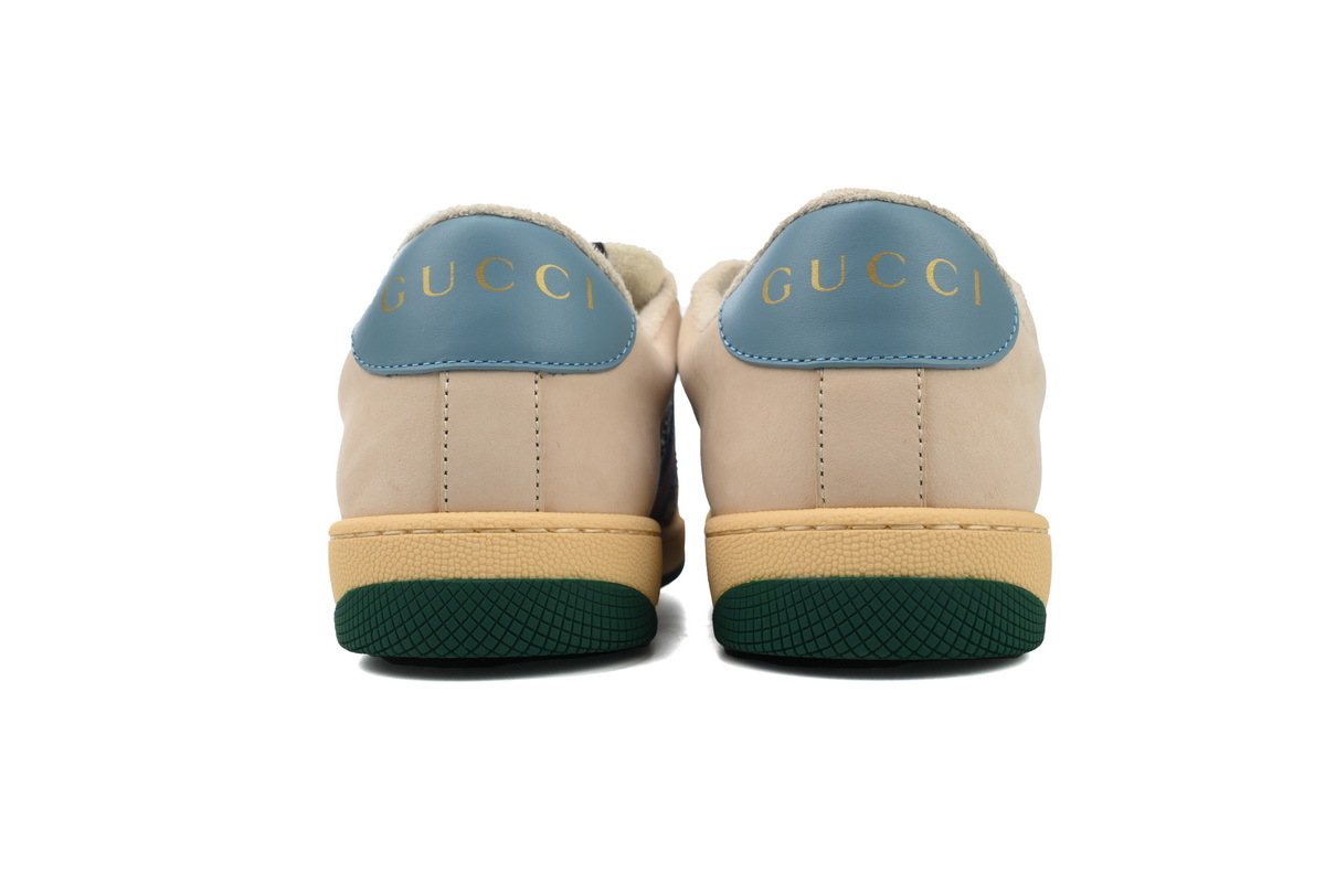 Gucci Screener Sneaker Beige GG Supreme Blue Orange Detail 677423 95FR0 4983