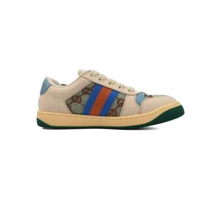 Gucci Screener Sneaker Beige GG Supreme Blue Orange Detail 677423 95FR0 4983 02