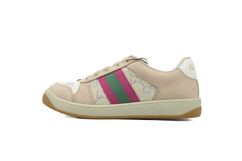Gucci Screener Sneaker Beige GG Supreme Pink Detail 570443 9Y920 9665