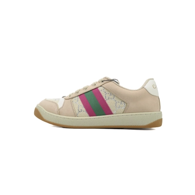 Gucci Screener Sneaker Beige GG Supreme Pink Detail 570443 9Y920 9665 01