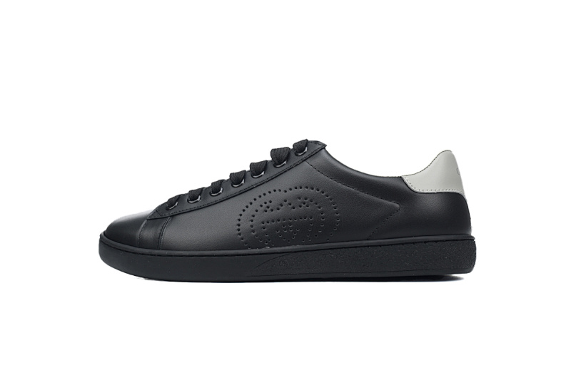 Gucci Ace Perforated Interlocking G Black White Sneaker 620548 03EG O9085