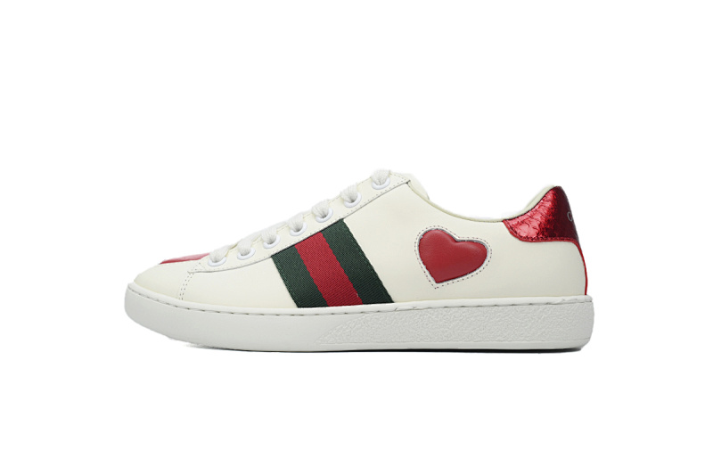 Gucci Ace Heart Applique White Red Sneaker 602129 04GG O9085