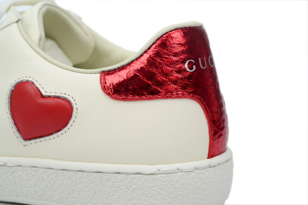 Gucci Ace Heart Applique White Red Sneaker 602129 04GG O9085