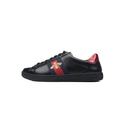 Gucci Ace Bee Embroidered Leather Sneaker with Web - 602129 G4GG 09085 01
