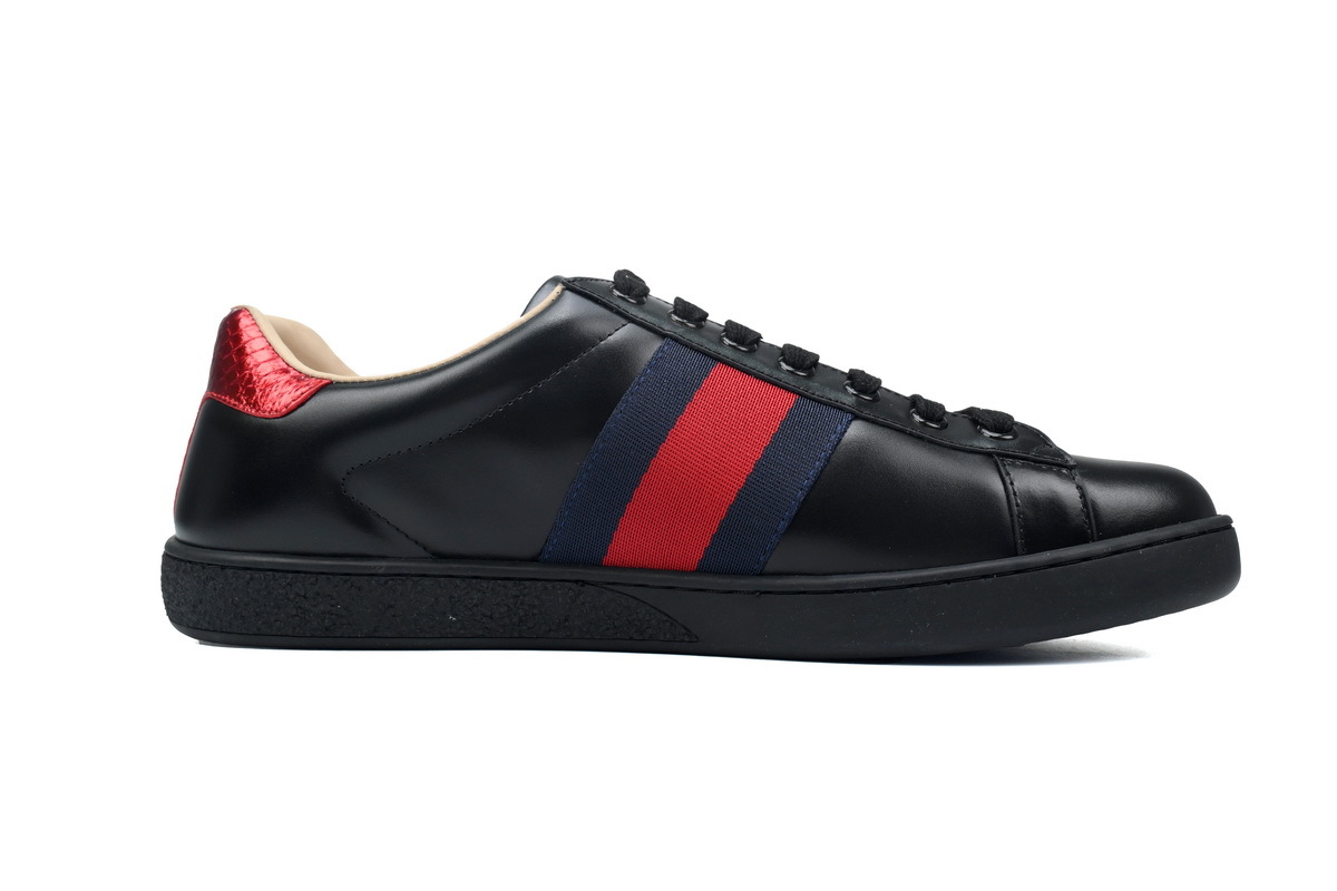 Gucci Ace Bee Embroidered Leather Sneaker with Web - 602129 G4GG 09085